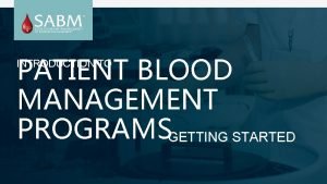 Patient blood management definition