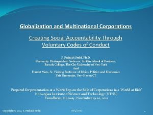 Globalization and Multinational Corporations Creating Social Accountability Through