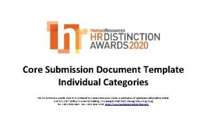 Core Submission Document Template Individual Categories The HR