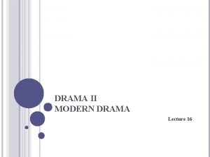 DRAMA II MODERN DRAMA Lecture 16 AGENDA LECTURE