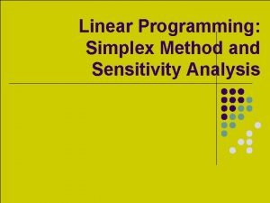 Sensitivity analysis in simplex method