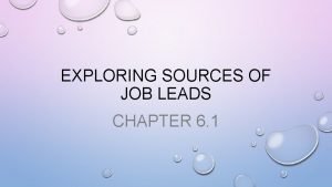 Sources of job leads