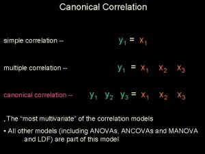 Canonical Correlation simple correlation y 1 x 1