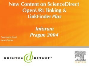 New Content on Science Direct Open URL linking