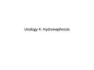 Urology 4 Hydronephrosis Contents Definition Etiology Pathology Clinical