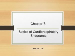Chapter 7 Basics of Cardiorespiratory Endurance Lessons 1