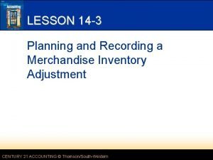 LESSON 14 3 Planning and Recording a Merchandise