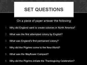 SET QUESTIONS On a piece of paper answer