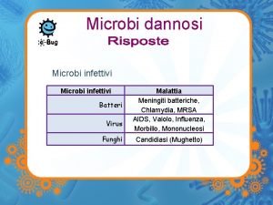 Microbi dannosi Microbi infettivi Batteri Virus Funghi Malattia