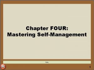 Chapter FOUR Mastering SelfManagement Quiz 1 Homework Note