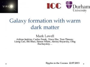 Galaxy formation with warm dark matter Mark Lovell