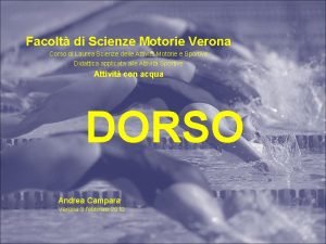 Facolt di Scienze Motorie Verona Corso di Laurea