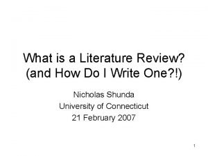 Chronological literature review example