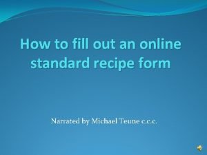 Standard recipe card