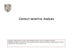 Contextsensitive Analysis Copyright 2003 Keith D Cooper Kennedy