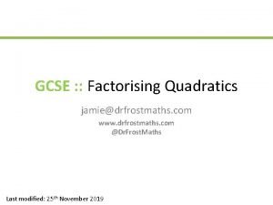 Dr frost maths factorising quadratics