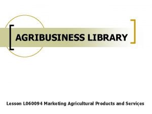 Marketing mix of agricultural products