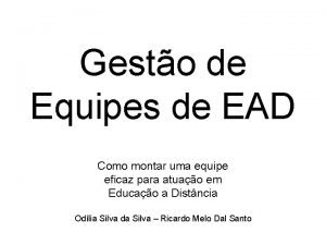 Gesto de Equipes de EAD Como montar uma