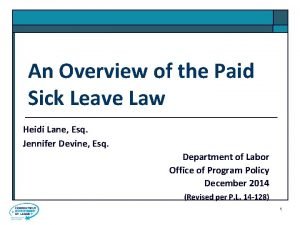 An Overview of the Paid Sick Leave Law