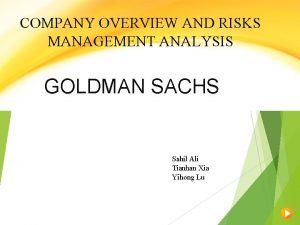 Goldman sachs risk management framework