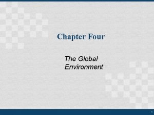 Chapter Four The Global Environment 1 Chapter Outline