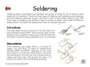 Is soldering a permanent joint
