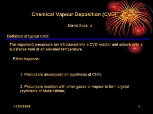 Chemical Vapour Deposition CVD David Xiulei Ji Definition