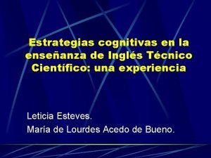 Estrategias cognitivas en la enseanza de Ingls Tcnico