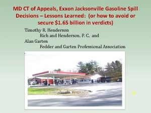 MD CT of Appeals Exxon Jacksonville Gasoline Spill