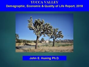 YUCCA VALLEY Demographic Economic Quality of Life Report