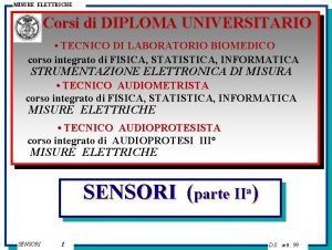 MISURE ELETTRICHE Corsi di DIPLOMA UNIVERSITARIO TECNICO DI