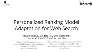 Personalized Ranking Model Adaptation for Web Search Hongning