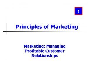 1 Principles of Marketing Managing Profitable Customer Relationships