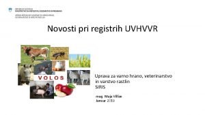 Novosti pri registrih UVHVVR Uprava za varno hrano