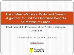 Using MeanVariance Model and Genetic Algorithm to Find