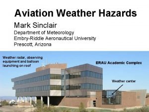 Aviation Weather Hazards Mark Sinclair Department of Meteorology