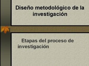 Diseo metodolgico de la investigacin Etapas del proceso