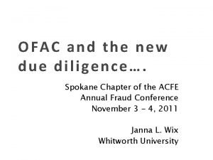 OFAC and the new due diligence Spokane Chapter