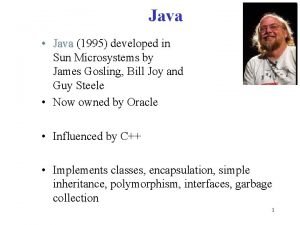 Java Java 1995 developed in Java Sun Microsystems Java Java 1995 developed in Java Sun Microsystems