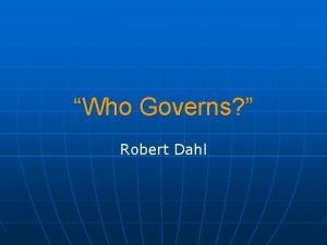Dahl who governs Dahl who governs