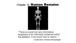 Chapter 12 Human Remains There is a brief