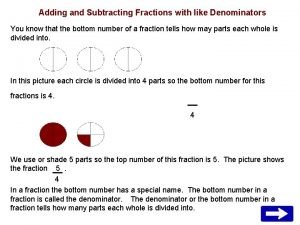 Adding and Subtracting Fractions with like Denominators You