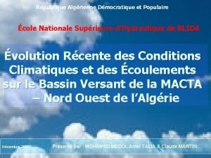 Rpublique Algrienne Dmocratique et Populaire cole Nationale Suprieure