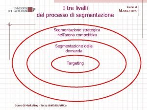 I tre livelli del processo di segmentazione Segmentazione