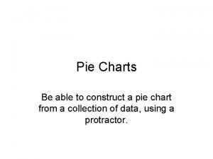 Pie Charts Be able to construct a pie
