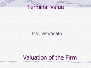 Terminal Value P V Viswanath Valuation of the