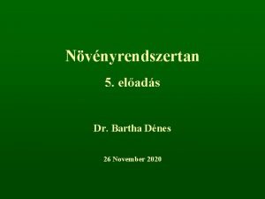 Nvnyrendszertan 5 elads Dr Bartha Dnes 26 November