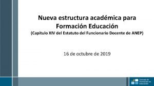 Nueva estructura acadmica para Formacin Educacin Captulo XIV