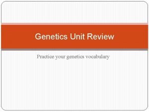 Genetics vocabulary review