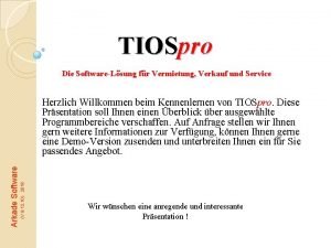 TIOSpro Die SoftwareLsung fr Vermietung Verkauf und Service